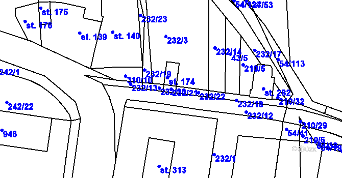Parcela st. 232/21 v KÚ Srbice, Katastrální mapa