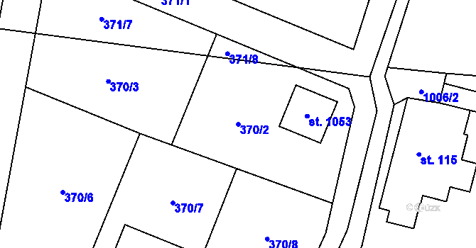 Parcela st. 370/2 v KÚ Srbín, Katastrální mapa