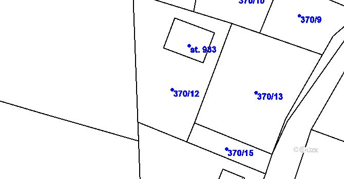 Parcela st. 370/12 v KÚ Srbín, Katastrální mapa