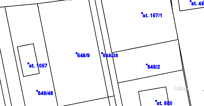 Parcela st. 648/38 v KÚ Srbín, Katastrální mapa