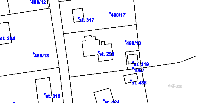 Parcela st. 295 v KÚ Srbín, Katastrální mapa