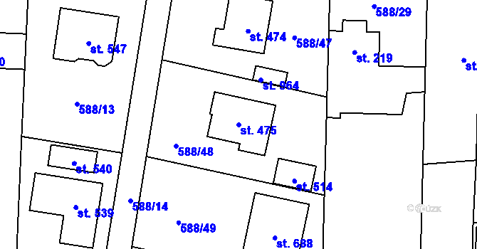 Parcela st. 475 v KÚ Srbín, Katastrální mapa