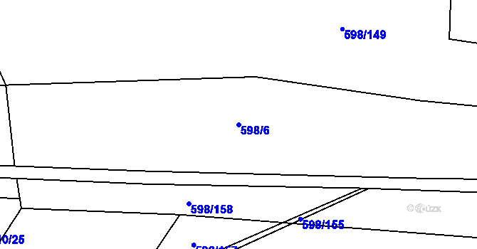 Parcela st. 598/6 v KÚ Srbín, Katastrální mapa