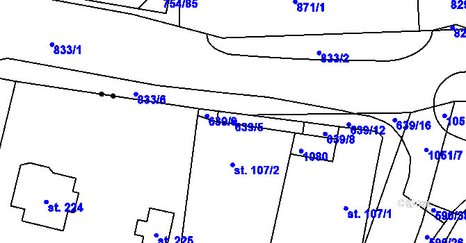 Parcela st. 639/5 v KÚ Srbín, Katastrální mapa