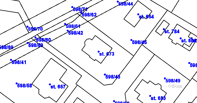 Parcela st. 673 v KÚ Srbín, Katastrální mapa