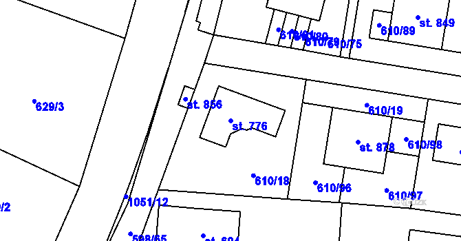 Parcela st. 776 v KÚ Srbín, Katastrální mapa