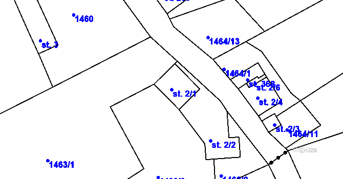 Parcela st. 2/1 v KÚ Srbská Kamenice, Katastrální mapa