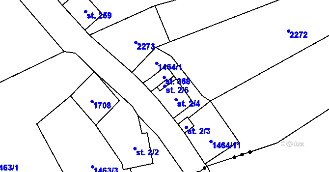 Parcela st. 2/6 v KÚ Srbská Kamenice, Katastrální mapa
