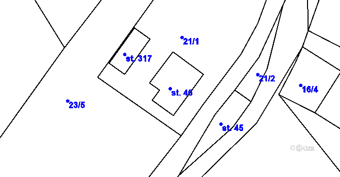 Parcela st. 46 v KÚ Srbská Kamenice, Katastrální mapa