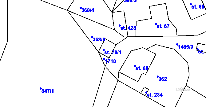 Parcela st. 70/1 v KÚ Srbská Kamenice, Katastrální mapa