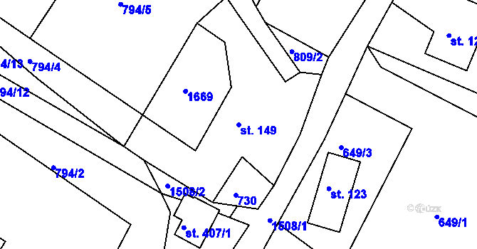 Parcela st. 149 v KÚ Srbská Kamenice, Katastrální mapa