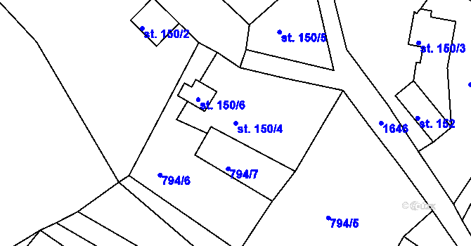 Parcela st. 150/4 v KÚ Srbská Kamenice, Katastrální mapa