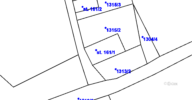 Parcela st. 161/1 v KÚ Srbská Kamenice, Katastrální mapa