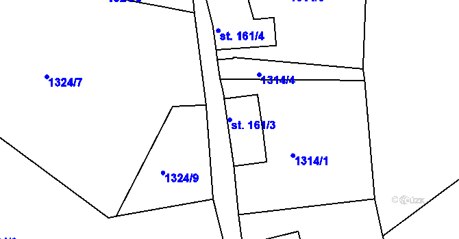 Parcela st. 161/3 v KÚ Srbská Kamenice, Katastrální mapa