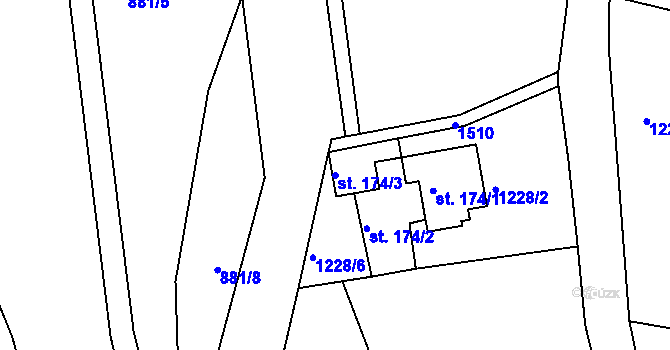 Parcela st. 174/3 v KÚ Srbská Kamenice, Katastrální mapa