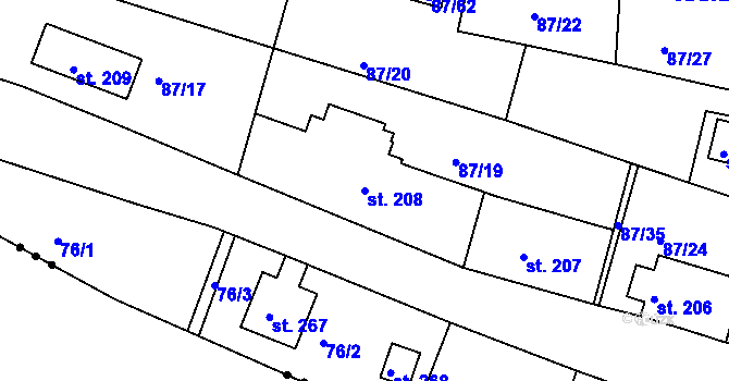 Parcela st. 208 v KÚ Srbská Kamenice, Katastrální mapa