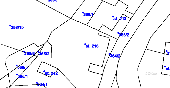 Parcela st. 216 v KÚ Srbská Kamenice, Katastrální mapa