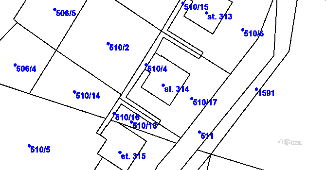 Parcela st. 314 v KÚ Srbská Kamenice, Katastrální mapa