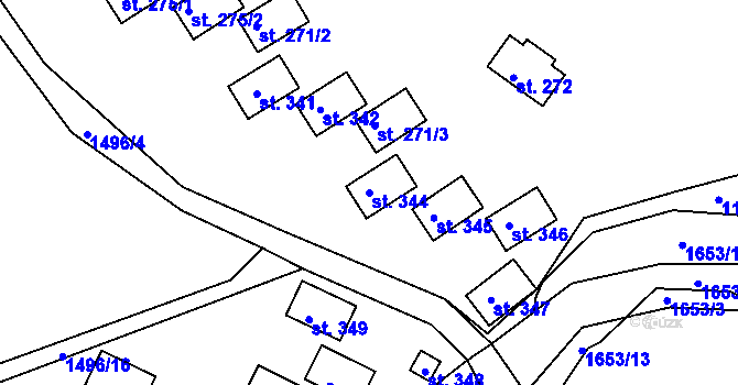 Parcela st. 344 v KÚ Srbská Kamenice, Katastrální mapa