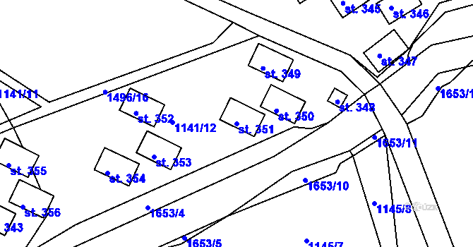 Parcela st. 351 v KÚ Srbská Kamenice, Katastrální mapa