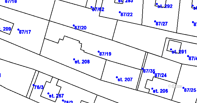 Parcela st. 87/19 v KÚ Srbská Kamenice, Katastrální mapa