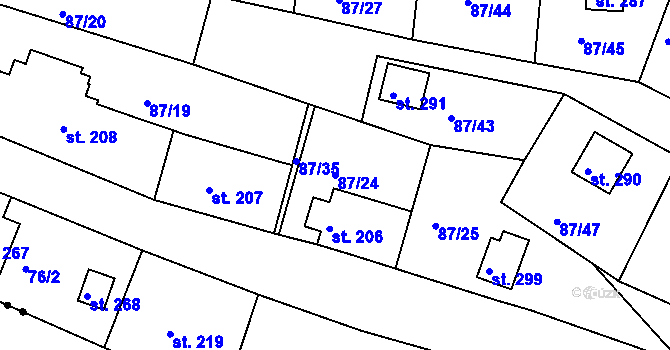 Parcela st. 87/24 v KÚ Srbská Kamenice, Katastrální mapa