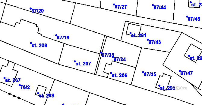 Parcela st. 87/35 v KÚ Srbská Kamenice, Katastrální mapa