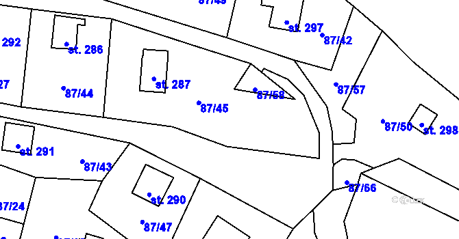 Parcela st. 87/55 v KÚ Srbská Kamenice, Katastrální mapa
