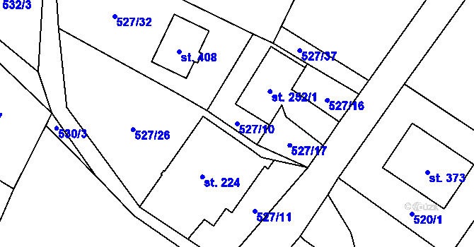 Parcela st. 527/10 v KÚ Srbská Kamenice, Katastrální mapa