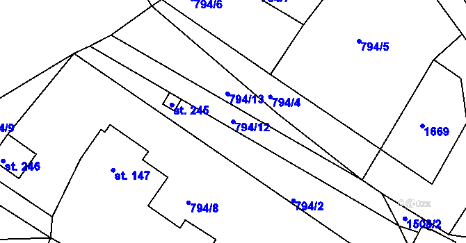 Parcela st. 794/12 v KÚ Srbská Kamenice, Katastrální mapa
