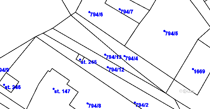 Parcela st. 794/13 v KÚ Srbská Kamenice, Katastrální mapa