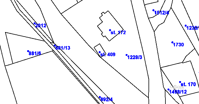 Parcela st. 409 v KÚ Srbská Kamenice, Katastrální mapa