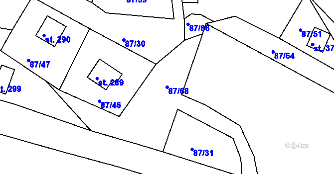 Parcela st. 87/68 v KÚ Srbská Kamenice, Katastrální mapa
