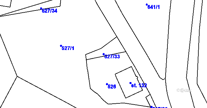 Parcela st. 527/33 v KÚ Srbská Kamenice, Katastrální mapa