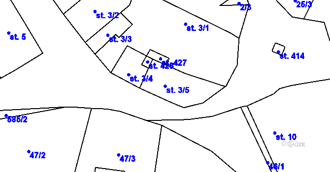 Parcela st. 3/5 v KÚ Srbsko u Karlštejna, Katastrální mapa