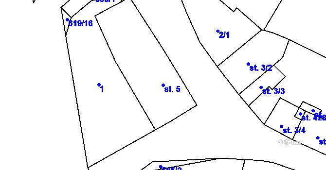 Parcela st. 5 v KÚ Srbsko u Karlštejna, Katastrální mapa