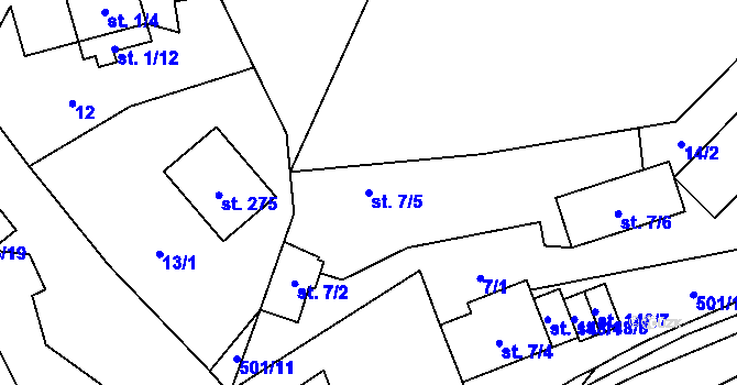 Parcela st. 7/5 v KÚ Srbsko u Karlštejna, Katastrální mapa