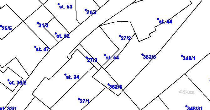 Parcela st. 54 v KÚ Srbsko u Karlštejna, Katastrální mapa