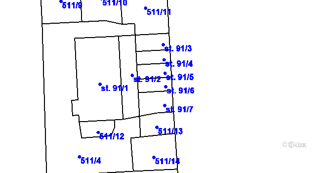 Parcela st. 91/6 v KÚ Srbsko u Karlštejna, Katastrální mapa