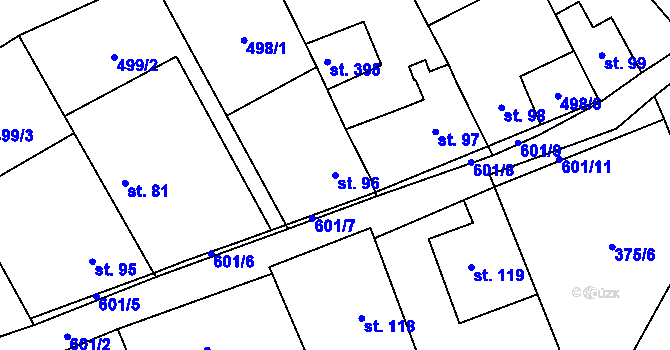 Parcela st. 96 v KÚ Srbsko u Karlštejna, Katastrální mapa