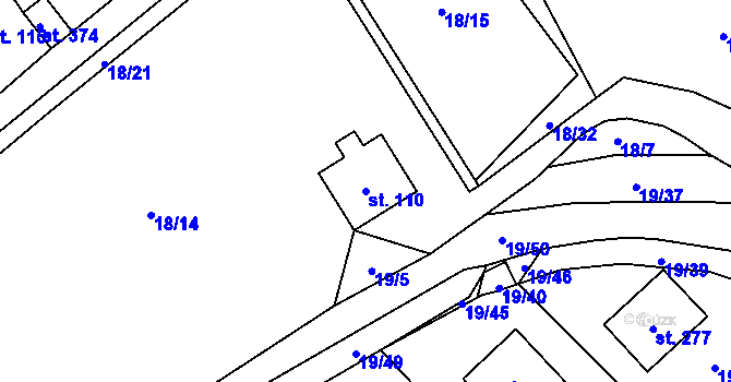 Parcela st. 110 v KÚ Srbsko u Karlštejna, Katastrální mapa