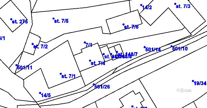 Parcela st. 148/1 v KÚ Srbsko u Karlštejna, Katastrální mapa