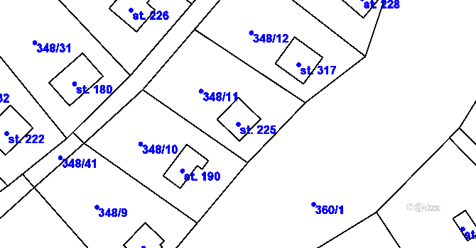 Parcela st. 225 v KÚ Srbsko u Karlštejna, Katastrální mapa
