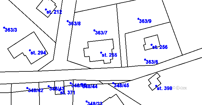 Parcela st. 255 v KÚ Srbsko u Karlštejna, Katastrální mapa
