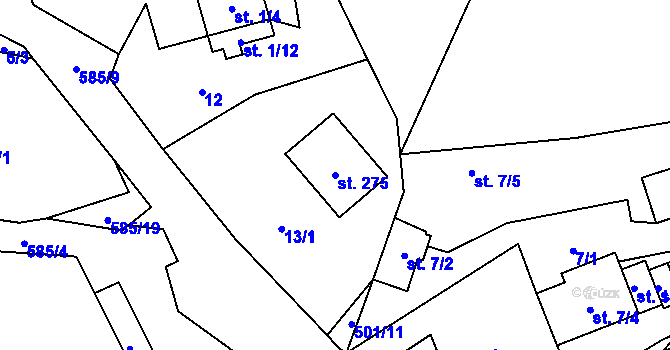 Parcela st. 275 v KÚ Srbsko u Karlštejna, Katastrální mapa