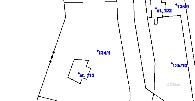 Parcela st. 134/1 v KÚ Srbsko u Karlštejna, Katastrální mapa