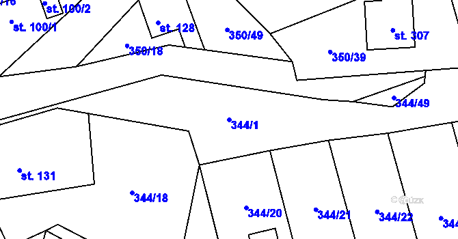 Parcela st. 344/1 v KÚ Srbsko u Karlštejna, Katastrální mapa