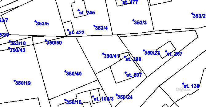 Parcela st. 350/41 v KÚ Srbsko u Karlštejna, Katastrální mapa