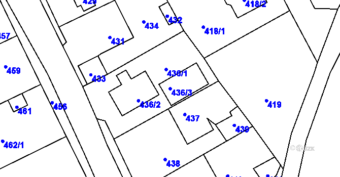 Parcela st. 436/3 v KÚ Srby u Tuchlovic, Katastrální mapa