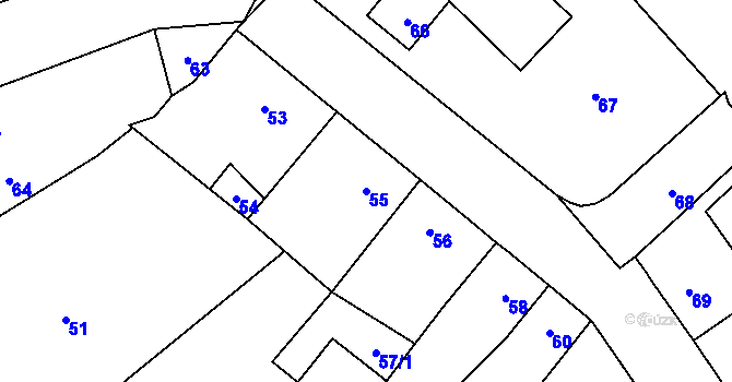 Parcela st. 55 v KÚ Srby u Tuchlovic, Katastrální mapa